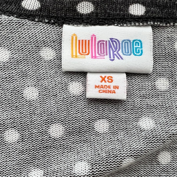 LuLaRoe Caroline Cardigan -XS - Grey and White Polkadot - Picture 4 of 5